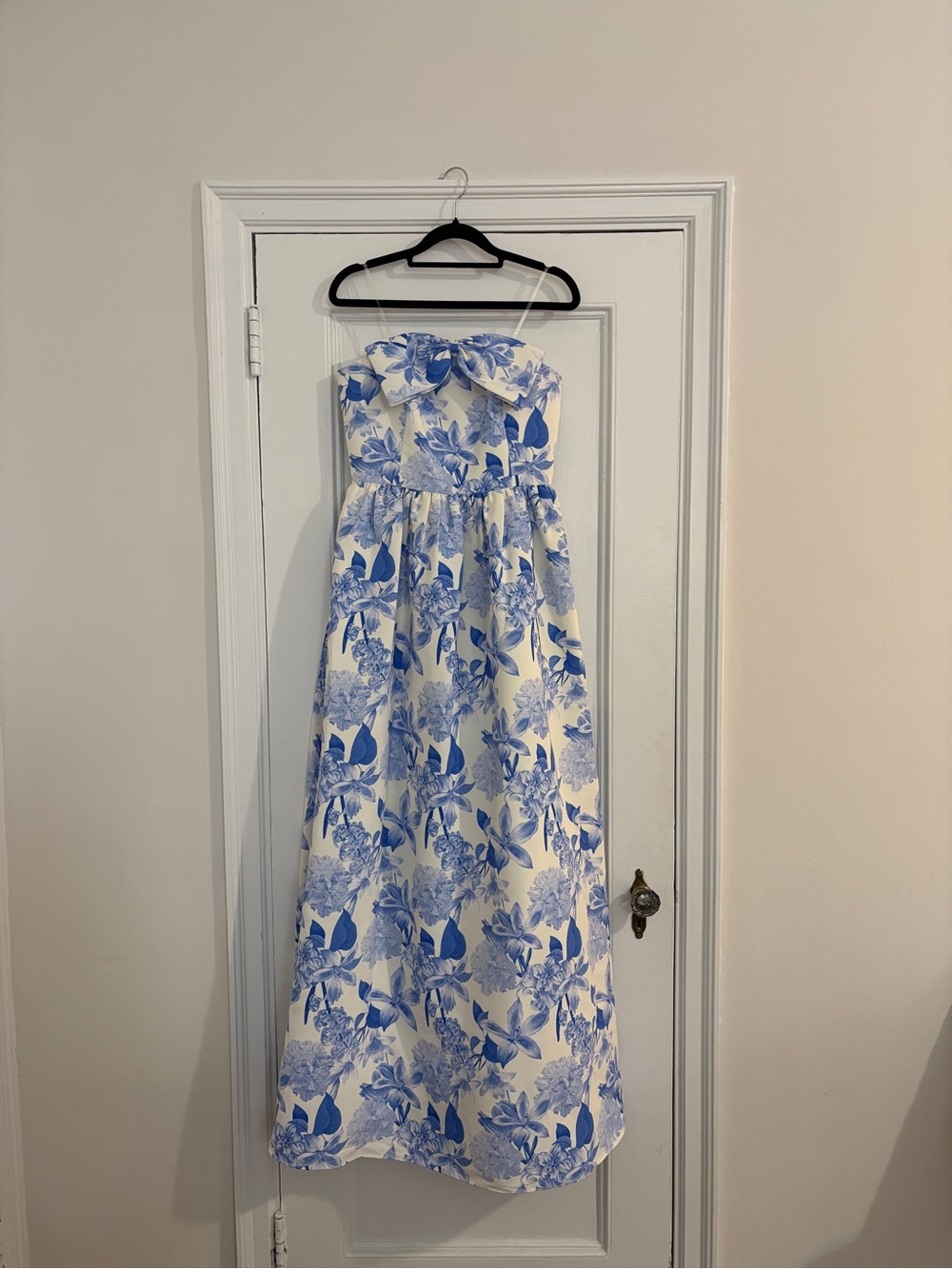 Sachin + Babi Blue and White Floral Strapless Maxi Skirt